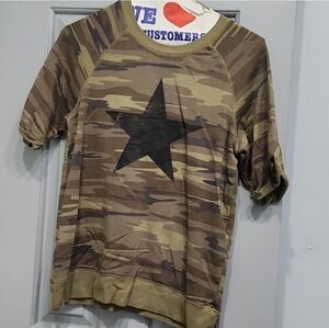 NWOT Grayson Threads Green Brown Camo Black Star Short Sleeve Tee XS